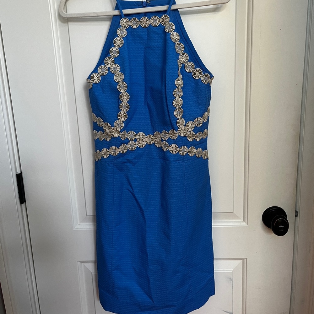 Lilly Pulitzer Blue Dress with Gold Accents